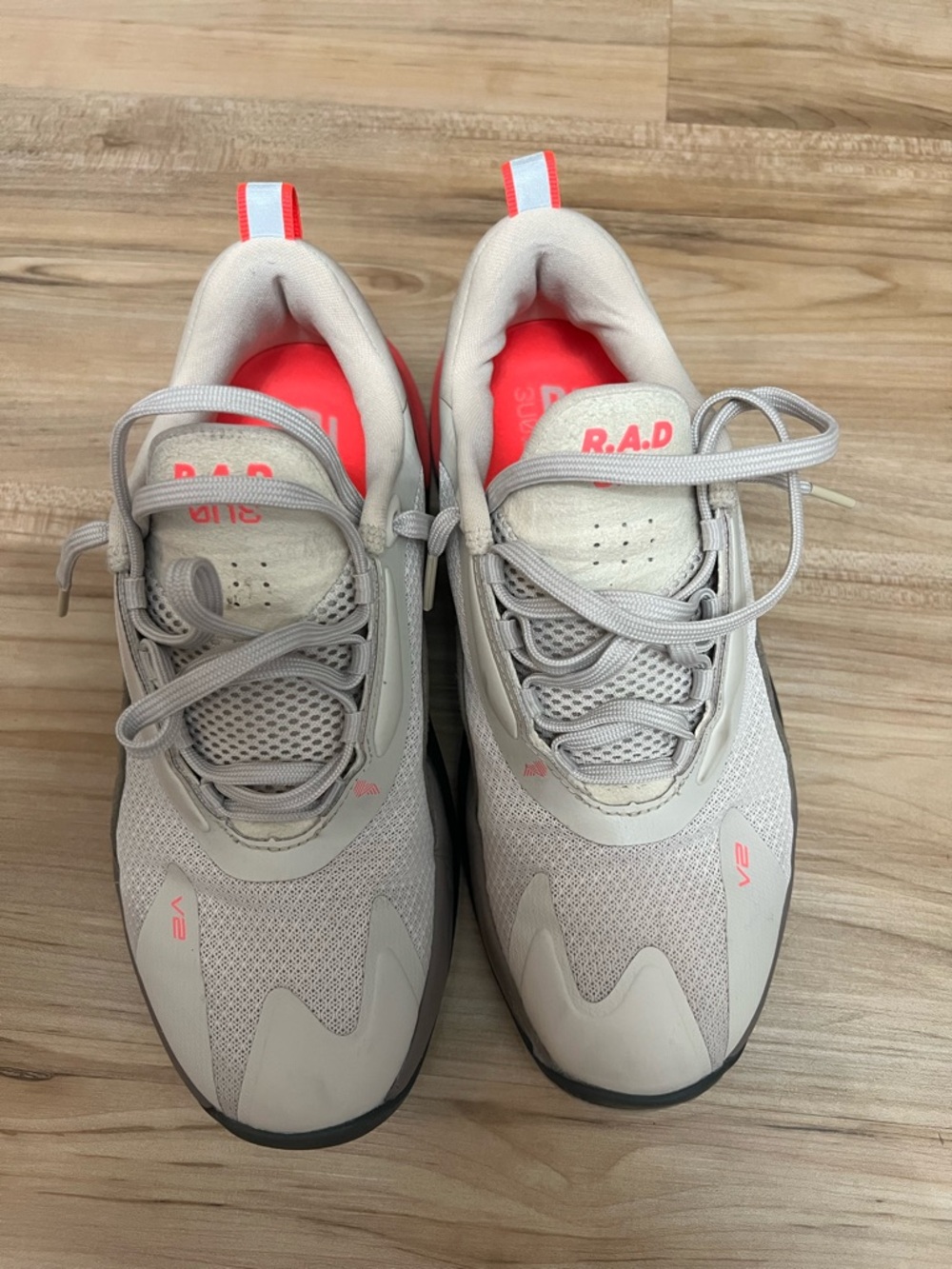 Light Beige Athletic Sneakers with Coral Accents